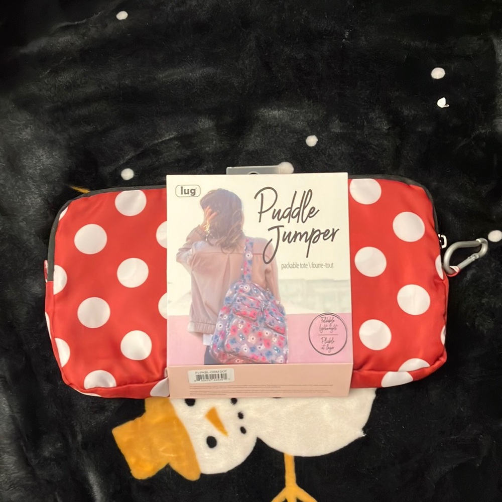 BNIP LUG Puddle Jumper packable tote (Crimson Large Dot)